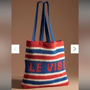 Clare V. Michel Crochet Tote in Cobalt/Poppy “Le Vibe”
